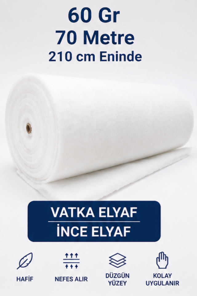 60 Gr 210 cm Eninde Vatka Elyaf (70 Metre Rulo)