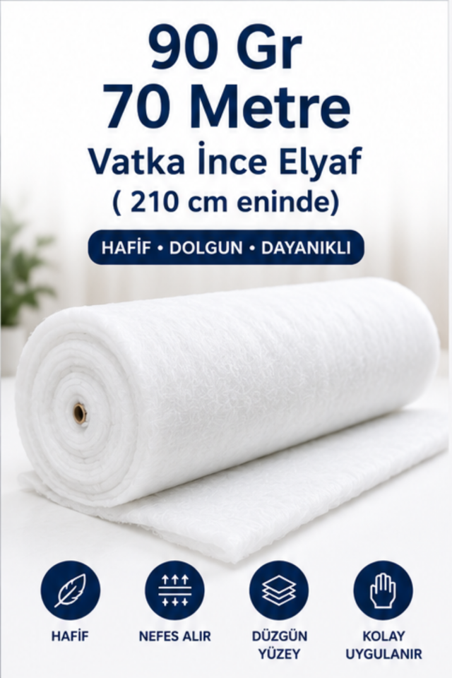 90 Gr 210 cm Eninde Vatka Elyaf (70 Metre Rulo)