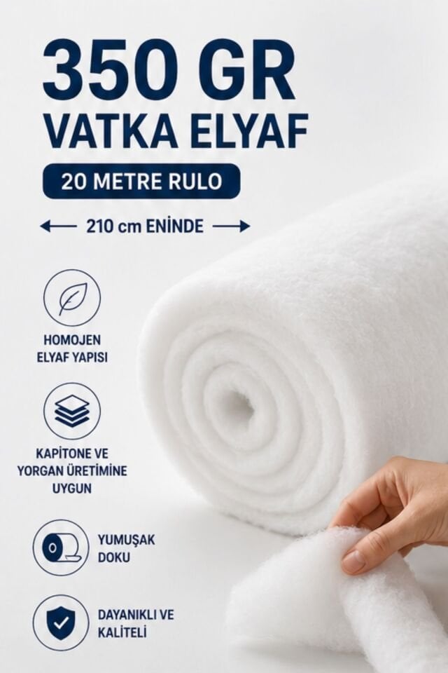 350 Gr 20 Metre Vatka Elyaf (210 cm Eninde) – Kalın Kapitone Vatka | Yorgan, Yatak ve Mobilya Dolgusu