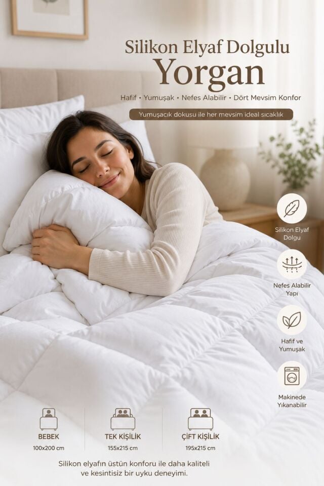 Premium Silikon Elyaf Yorgan - Antialerjik Lüks Yorgan (Bebek / Tek / Çift Kişilik)