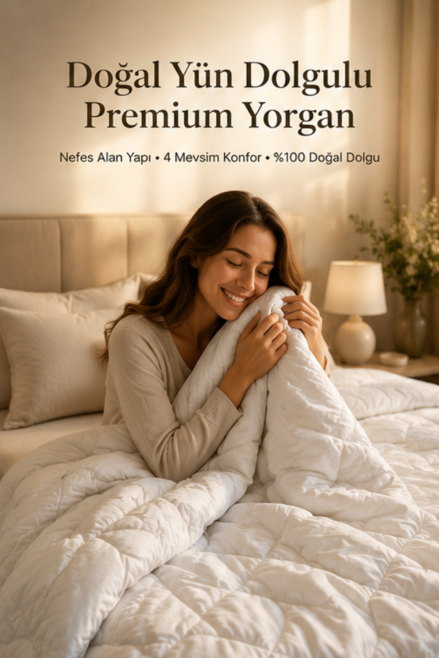 Doğal Yün Dolgulu Yorgan – Nefes Alan Premium Yün Yorgan | Bebek, Tek Kişilik ve Çift Kişilik