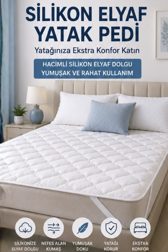 Silikon Elyaf Yatak Pedi | Yumuşak ve Konforlu Yatak Pedi